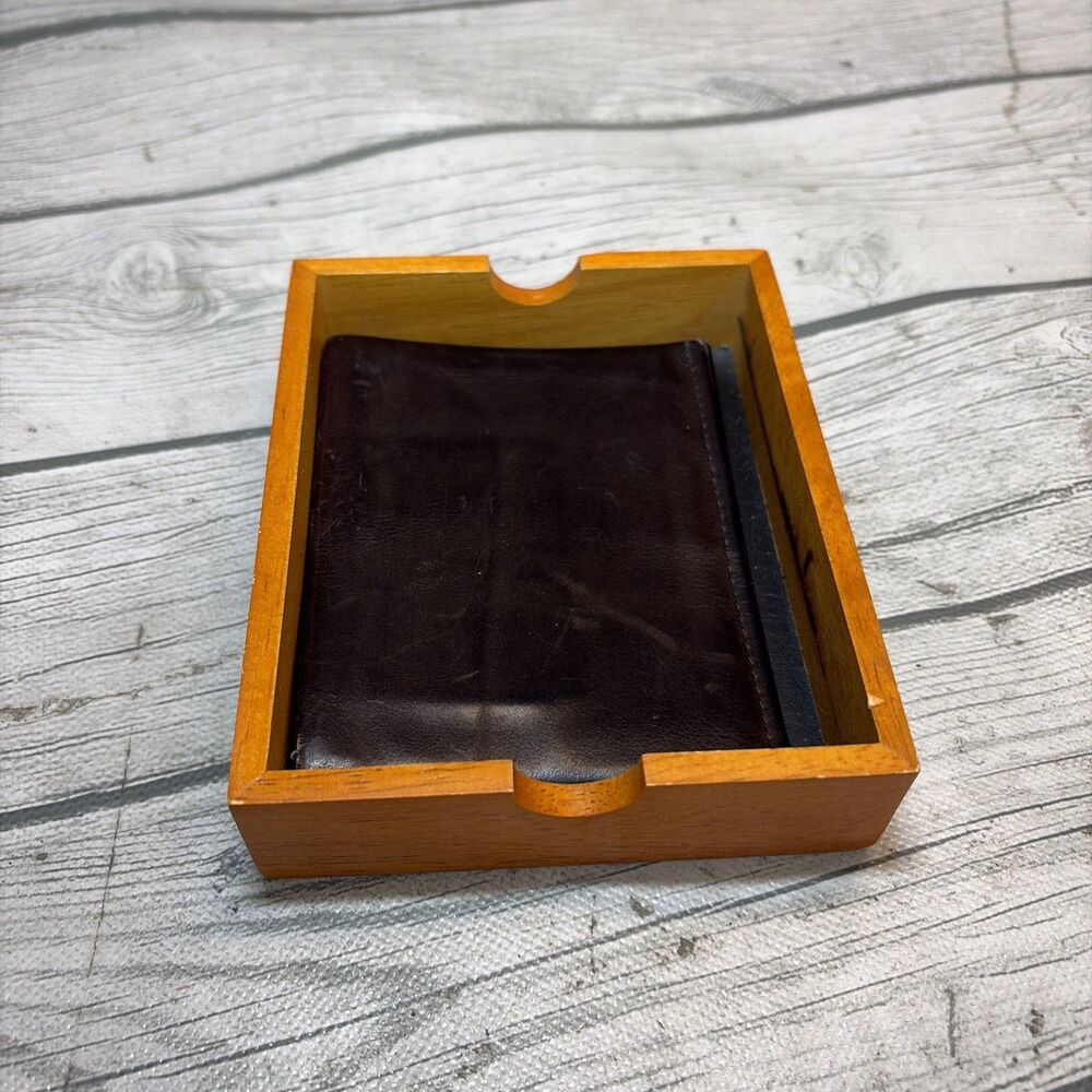 Vintage ROLFS Men's Bi-Fold Brown Wallet - Original Wooden Box Leather